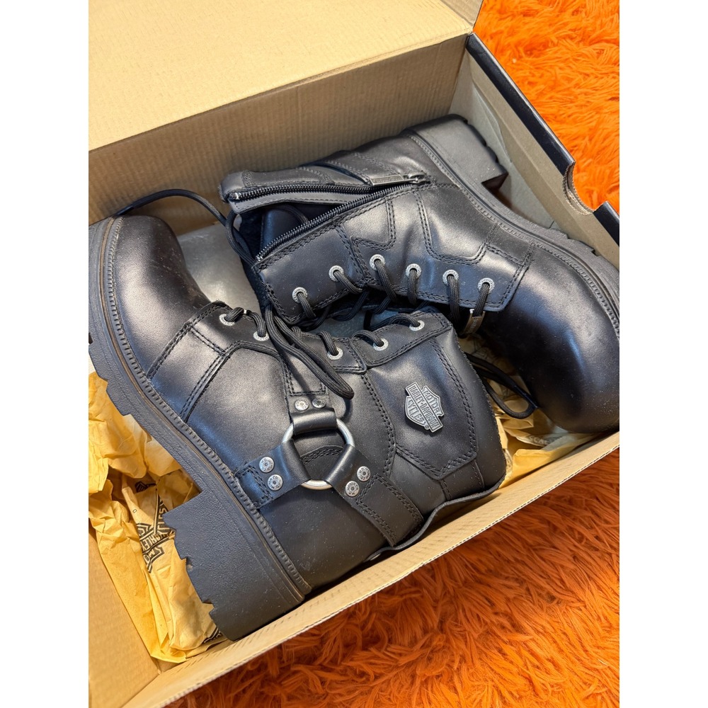 Harley-Davidson Jocelyn Black Leather Motorcycle Boots D83775 Mens 9.5